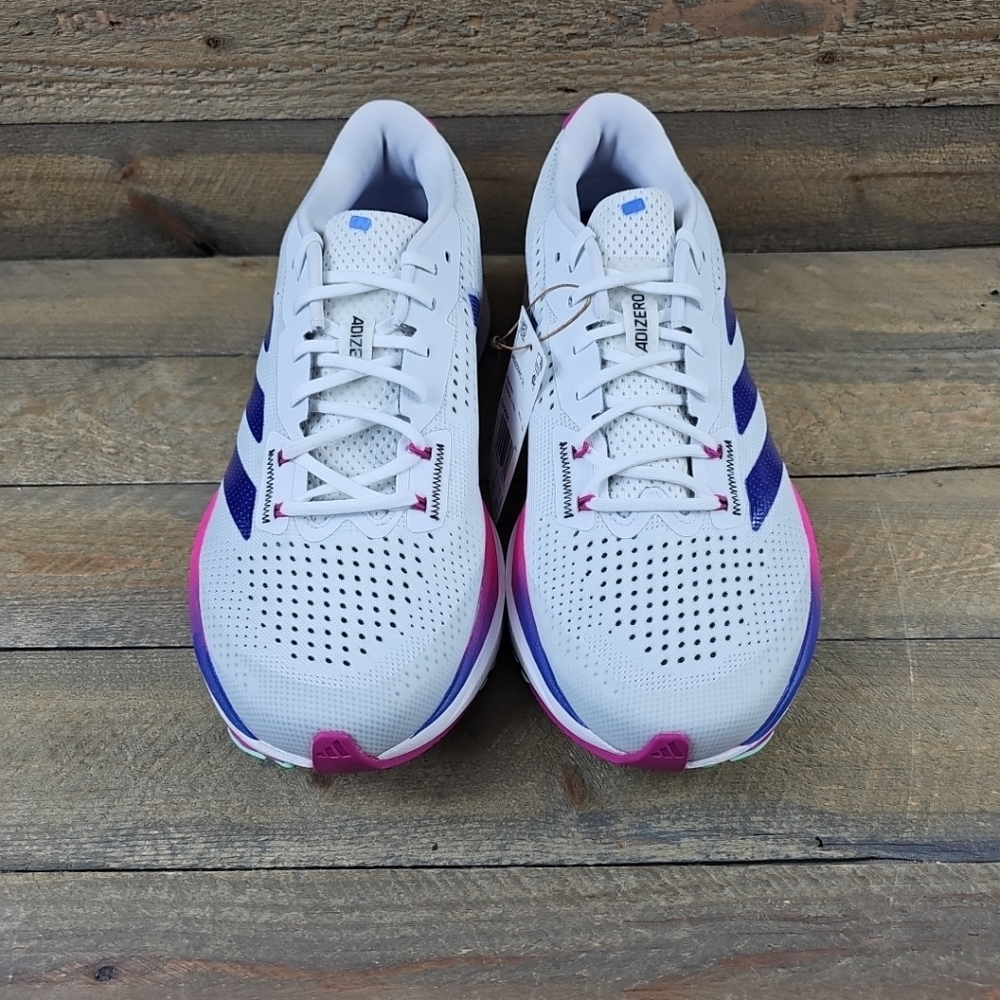 adidas Adizero SL Men's Running Shoes White/Lucid Blue/Fuschia - Picture 4 of 12
